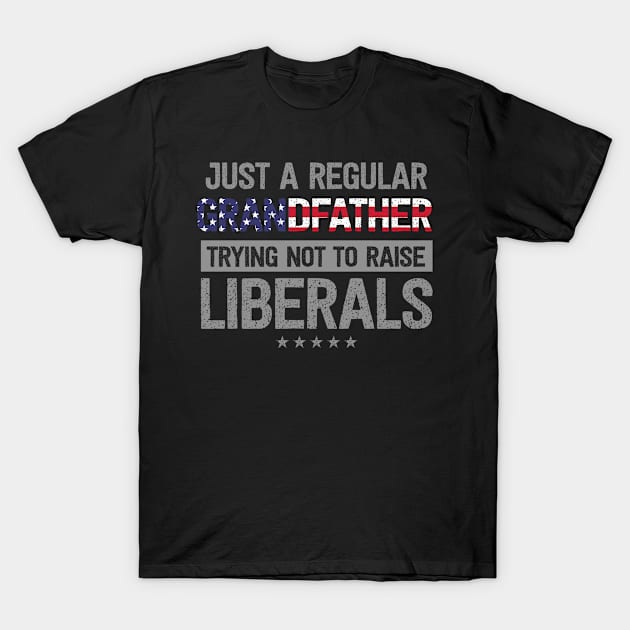 Regular Grandfather Raise Liberals USA Flag Father's Day T-Shirt by Harle